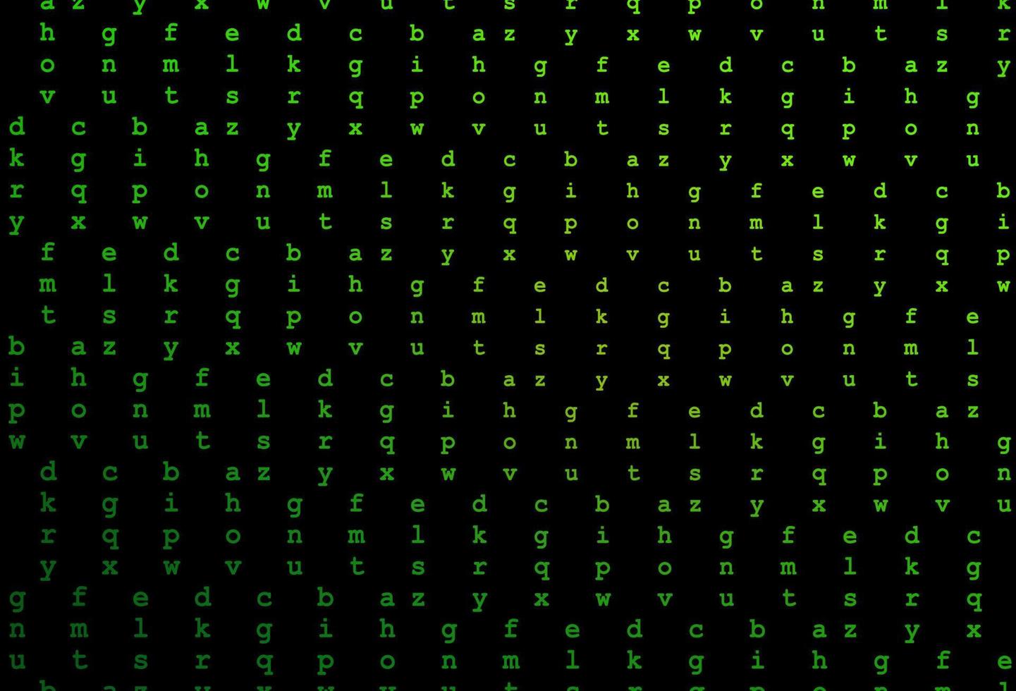 Dark green vector layout with latin alphabet.
