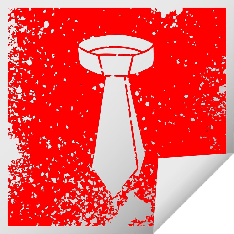quirky distressed square peeling sticker symbol neck tie vector