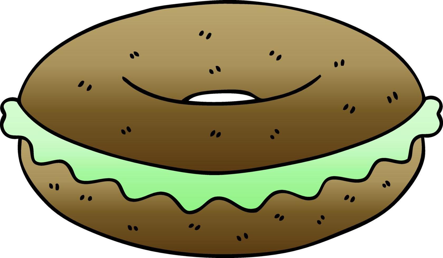 bagel de dibujos animados sombreado degradado peculiar vector