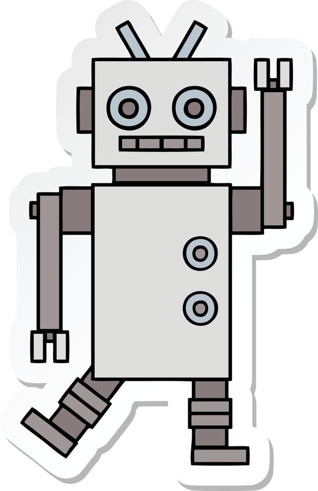 sticker of a cute cartoon dancing robot vector