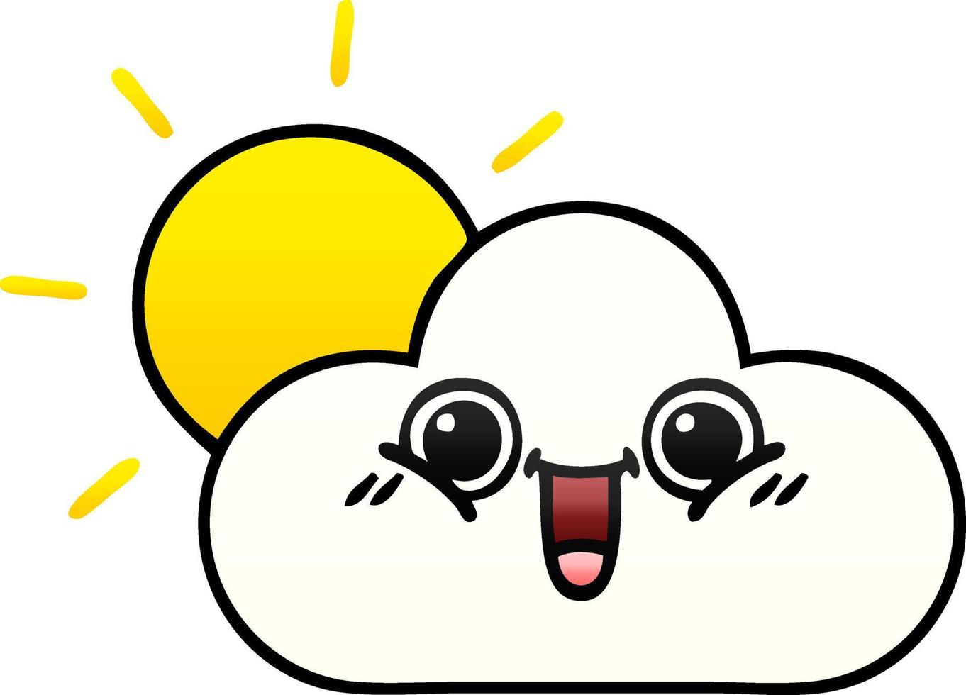gradient shaded cartoon sun and cloud vector