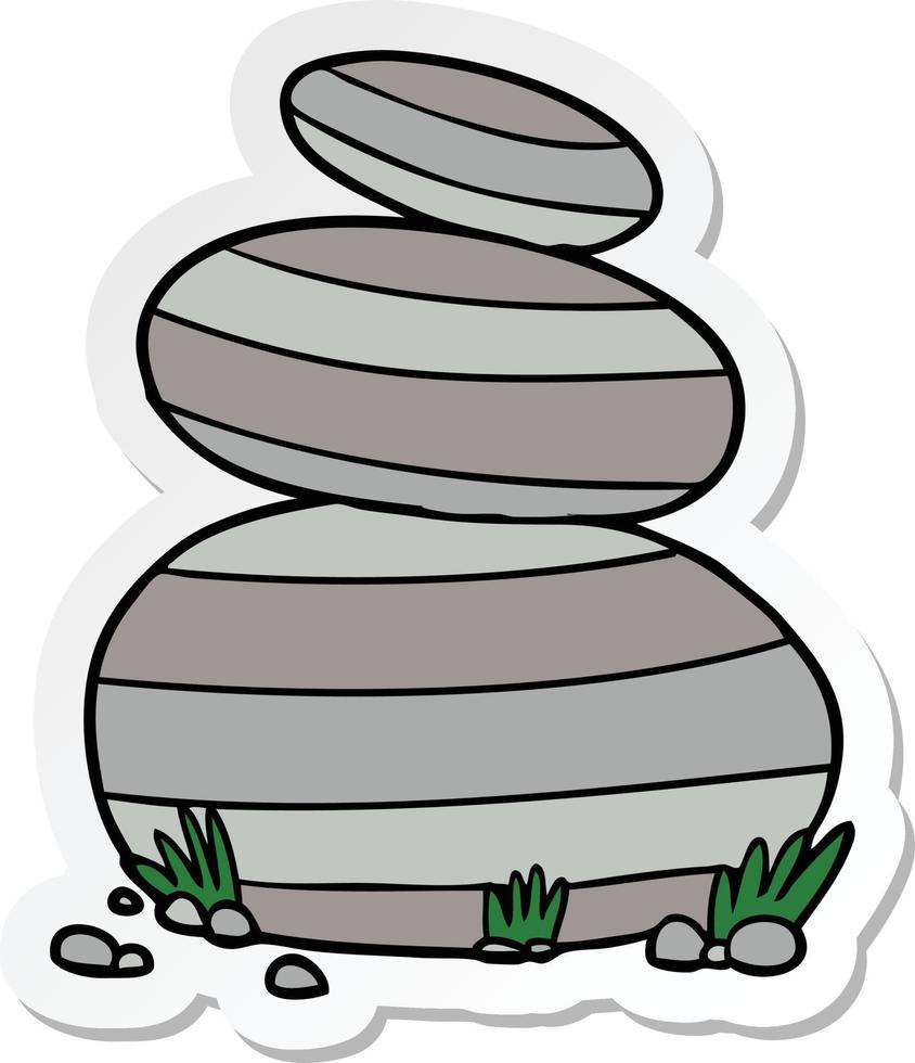 sticker of a cartoon large stacked stones vector