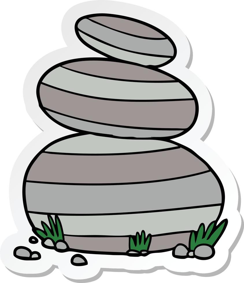 pegatina de una caricatura de grandes piedras apiladas vector