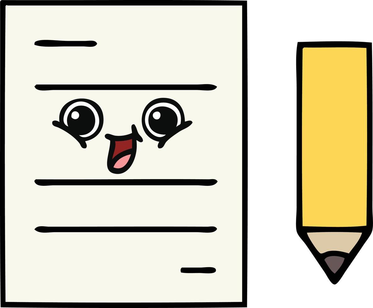 cute cartoon test paper vector