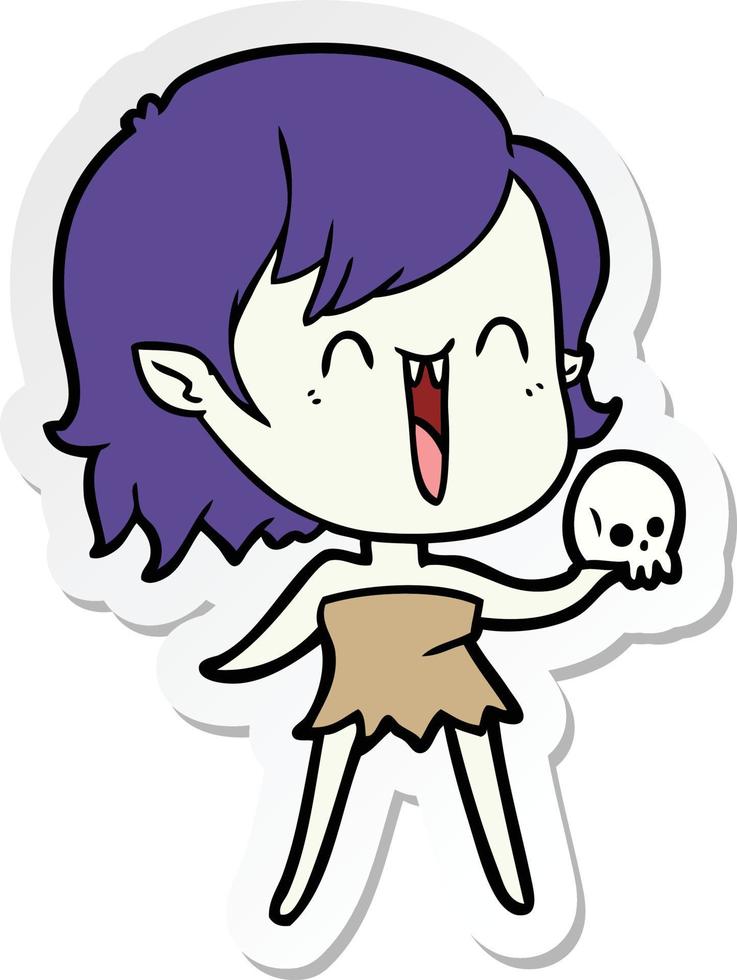 sticker of a cute cartoon happy vampire girl vector