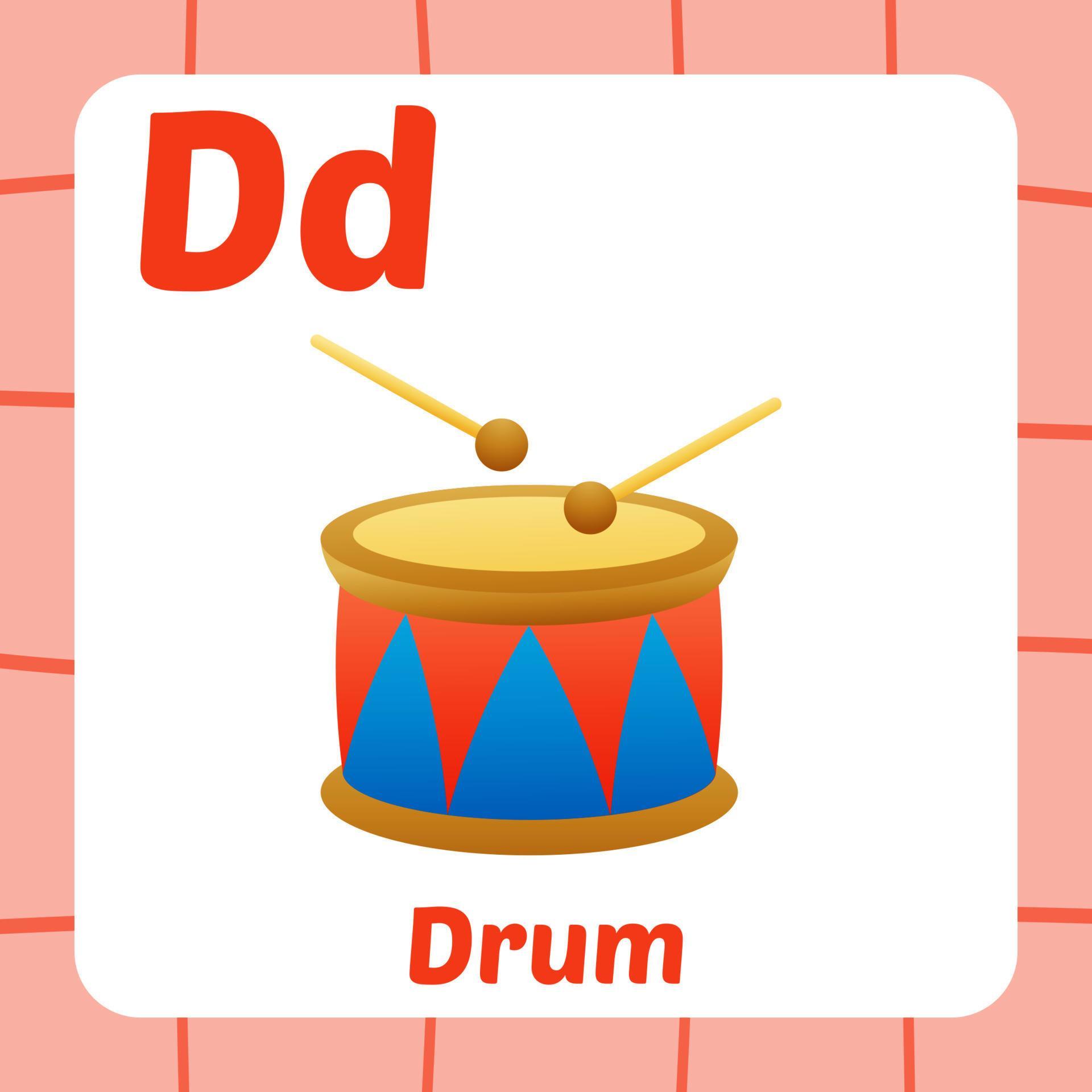 flashcard for kids, drum vector 11768687 Vector Art at Vecteezy