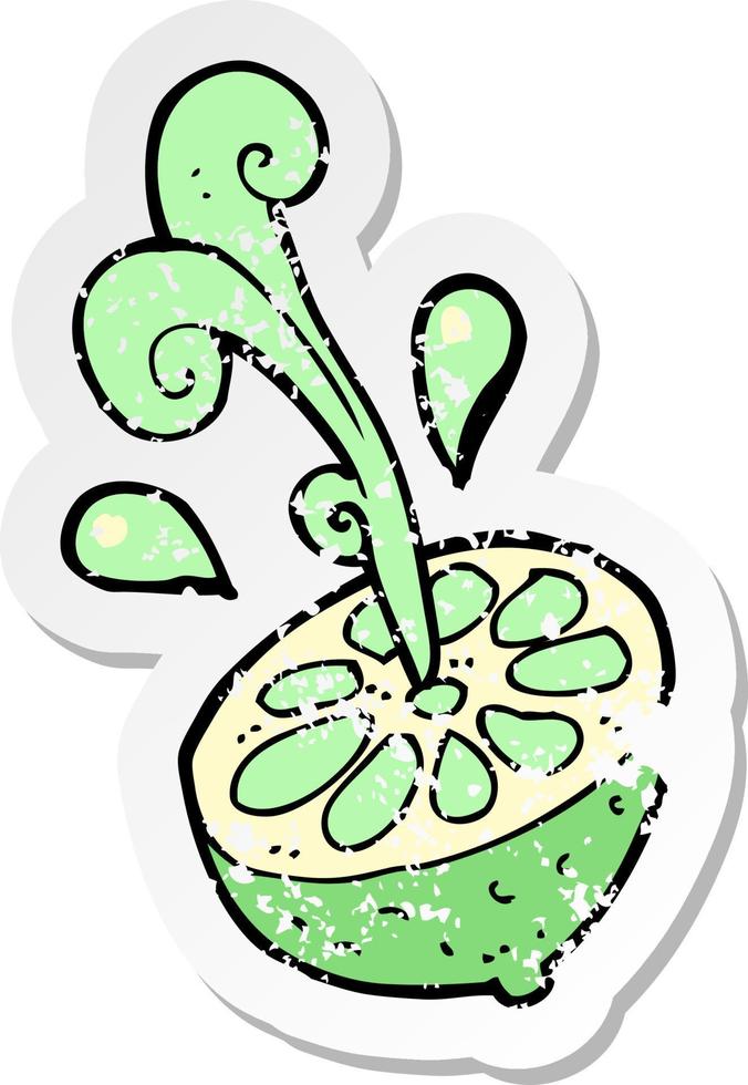retro distressed sticker of a cartoon fresh lime vector
