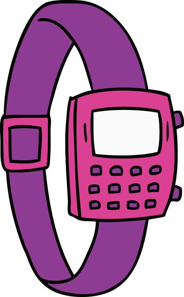 garabato de dibujos animados de un reloj retro vector