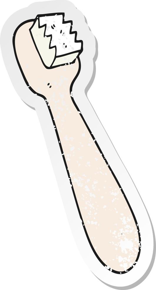 pegatina angustiada de un cepillo de dientes de dibujos animados vector