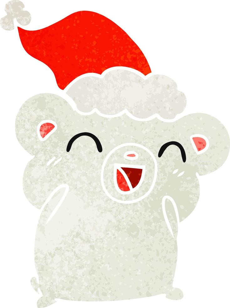 christmas retro cartoon of kawaii polar bear vector