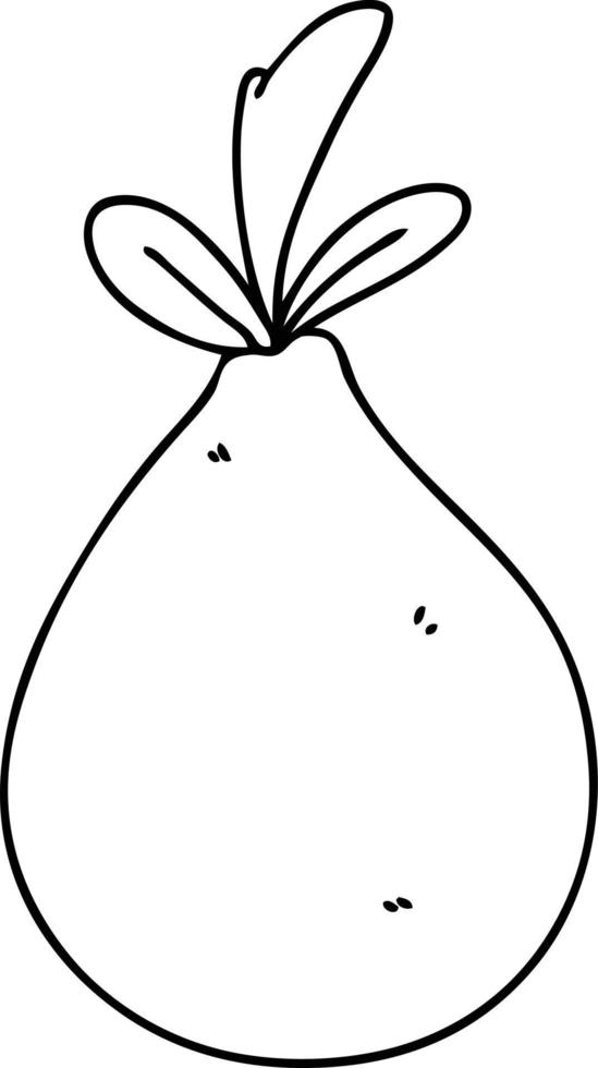 quirky line drawing cartoon pear vector