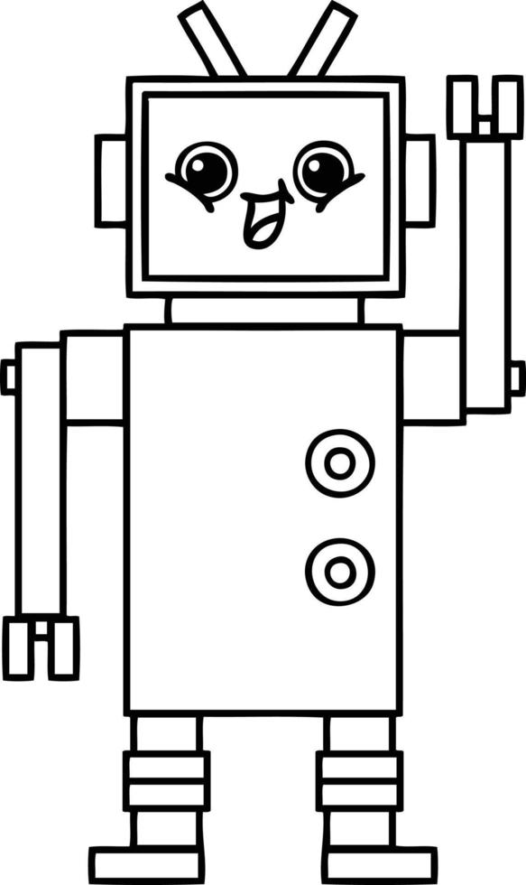line drawing cartoon robot vector