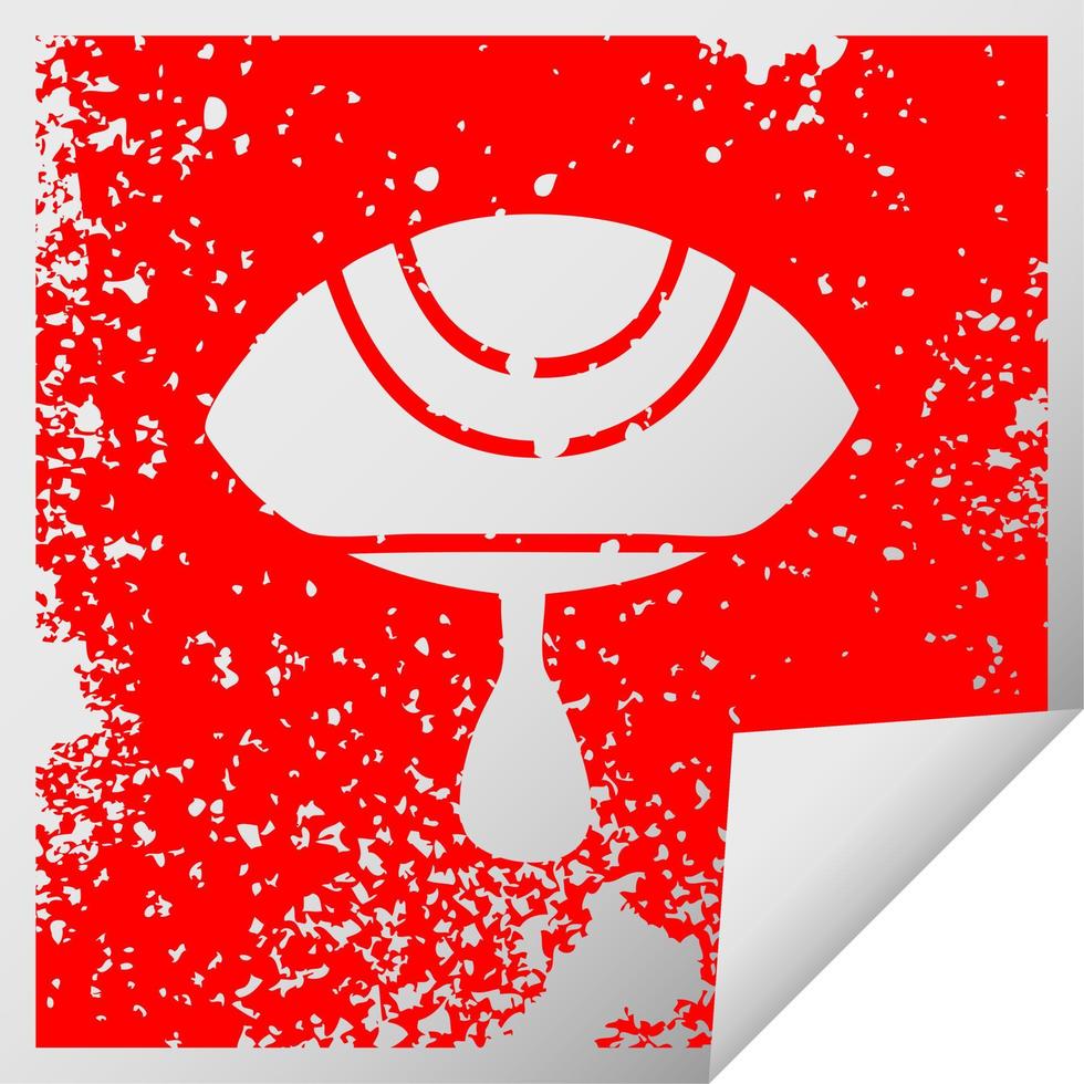 distressed square peeling sticker symbol crying eye vector