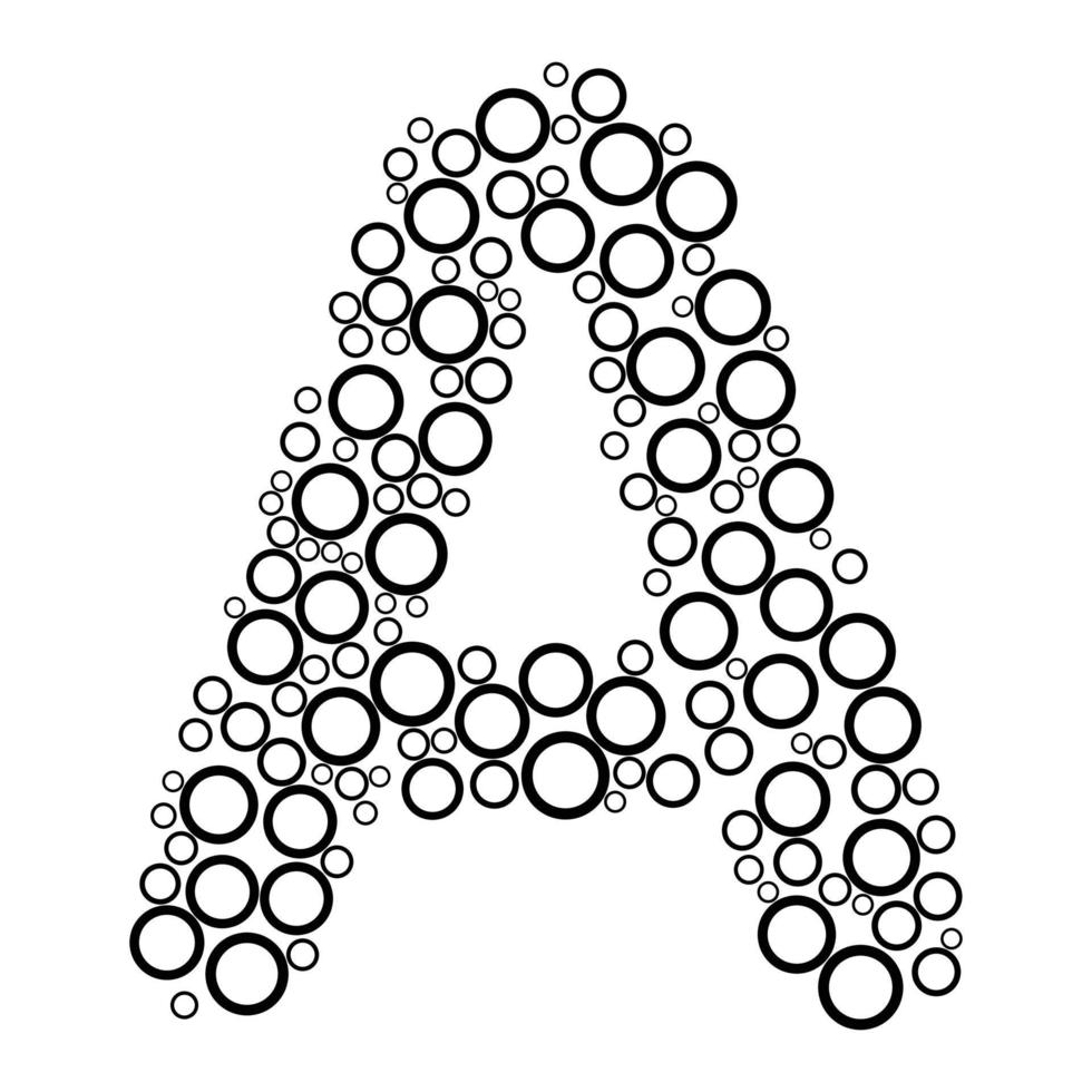 Alphabet letter a with dot style for coloring book vector