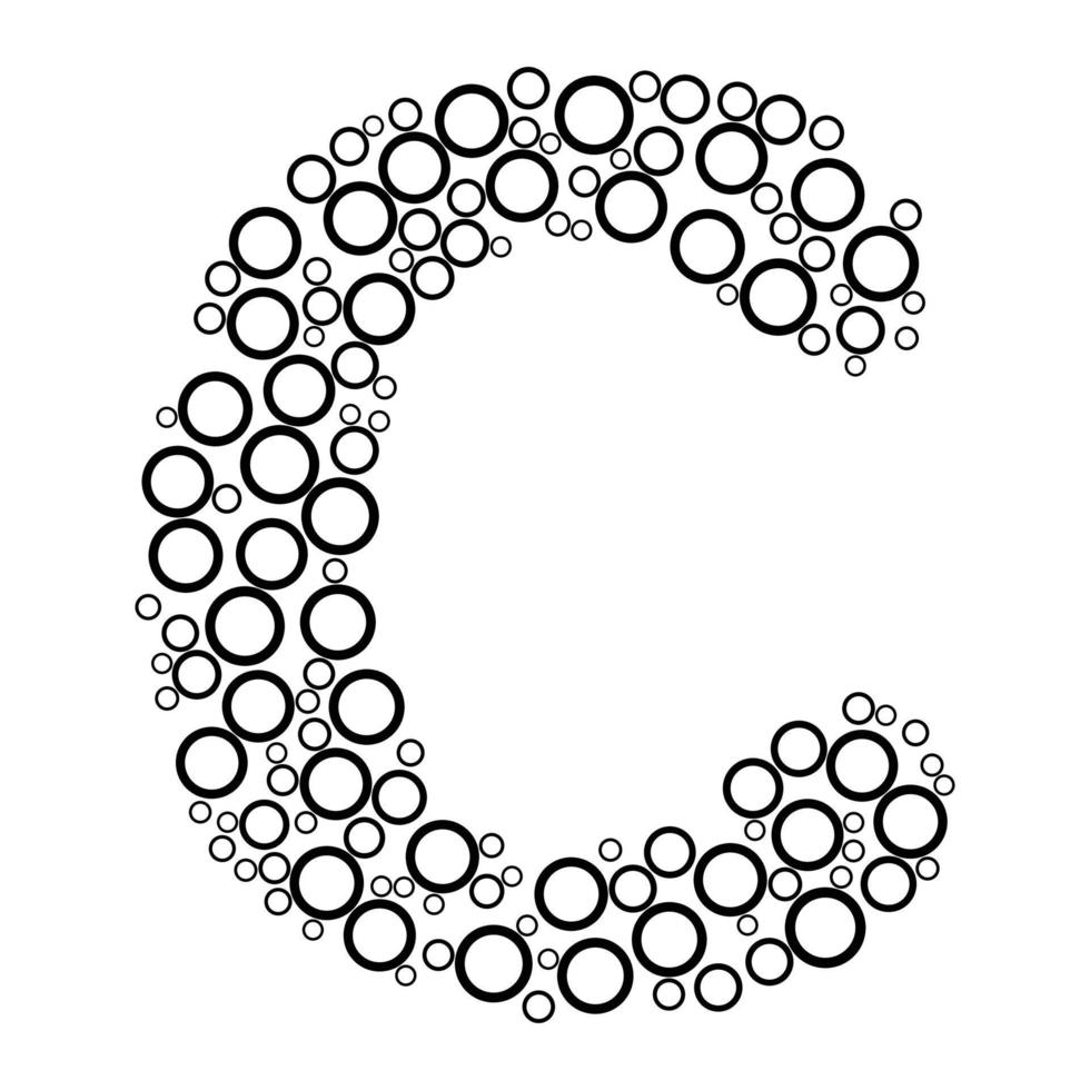 Alphabet letter c with dot style for coloring book vector