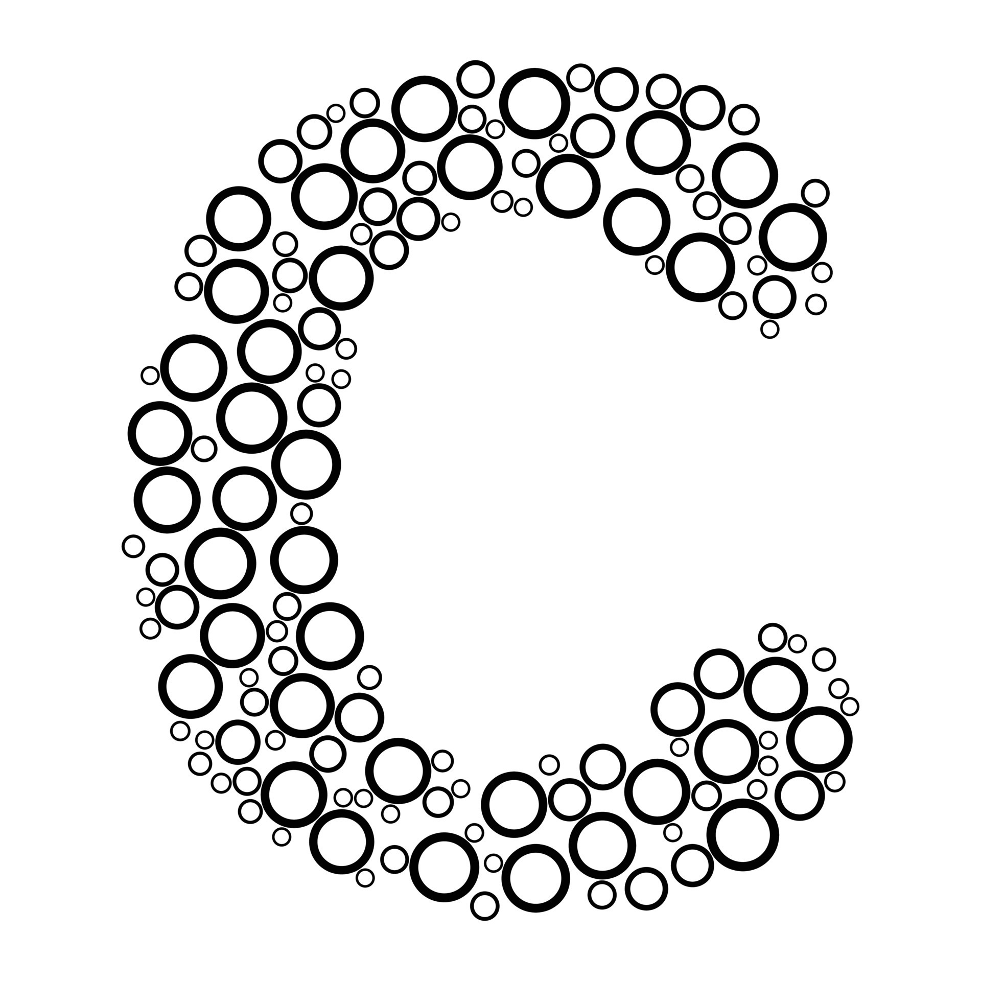 Alphabet letter c with dot style for coloring book 11769127 Vector Art
