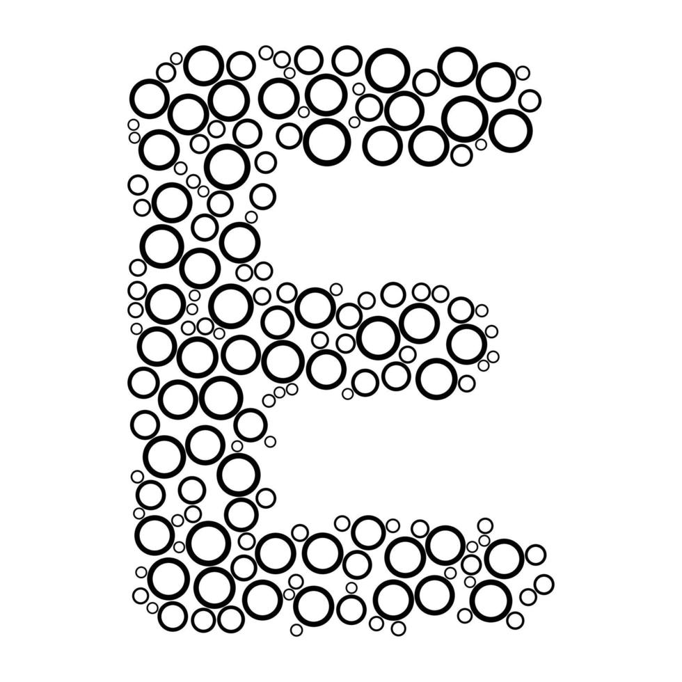 Alphabet letter e with dot style for coloring book vector