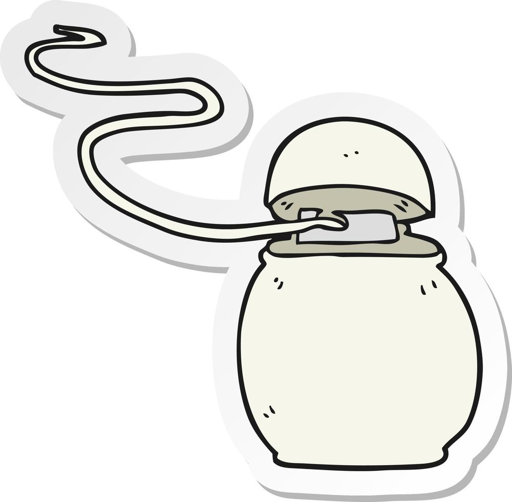 sticker of a cartoon dental floss vector
