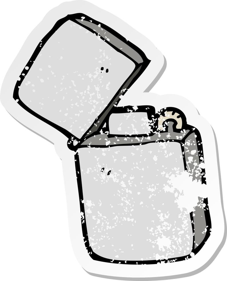 retro distressed sticker of a cartoon metal lighter vector