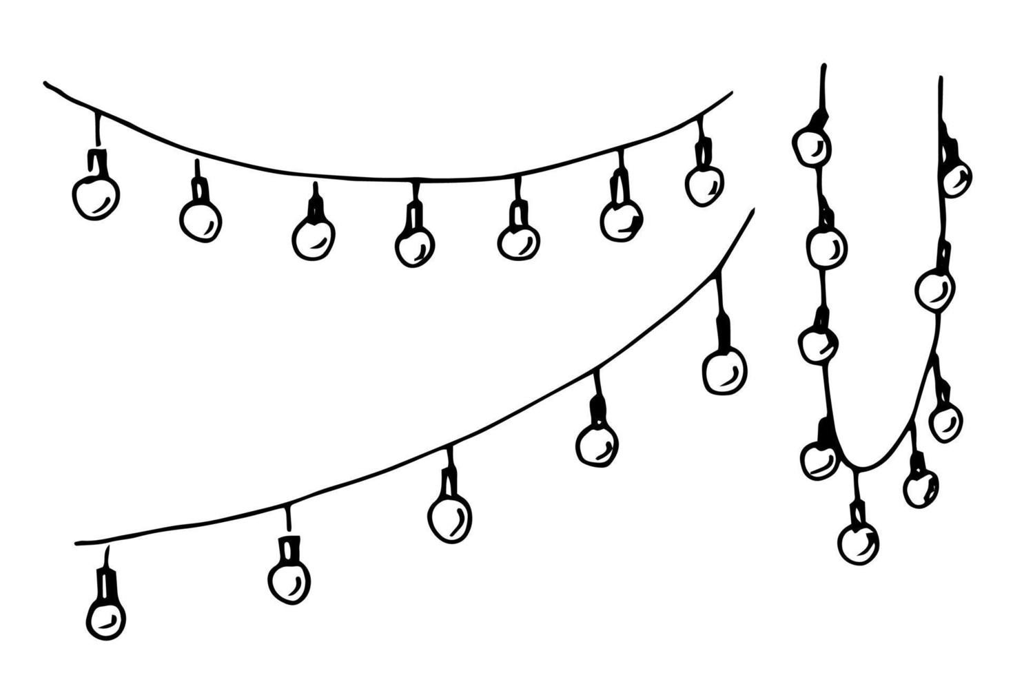 Garland with Lights. Vector hand drawn illustration in doodle style for