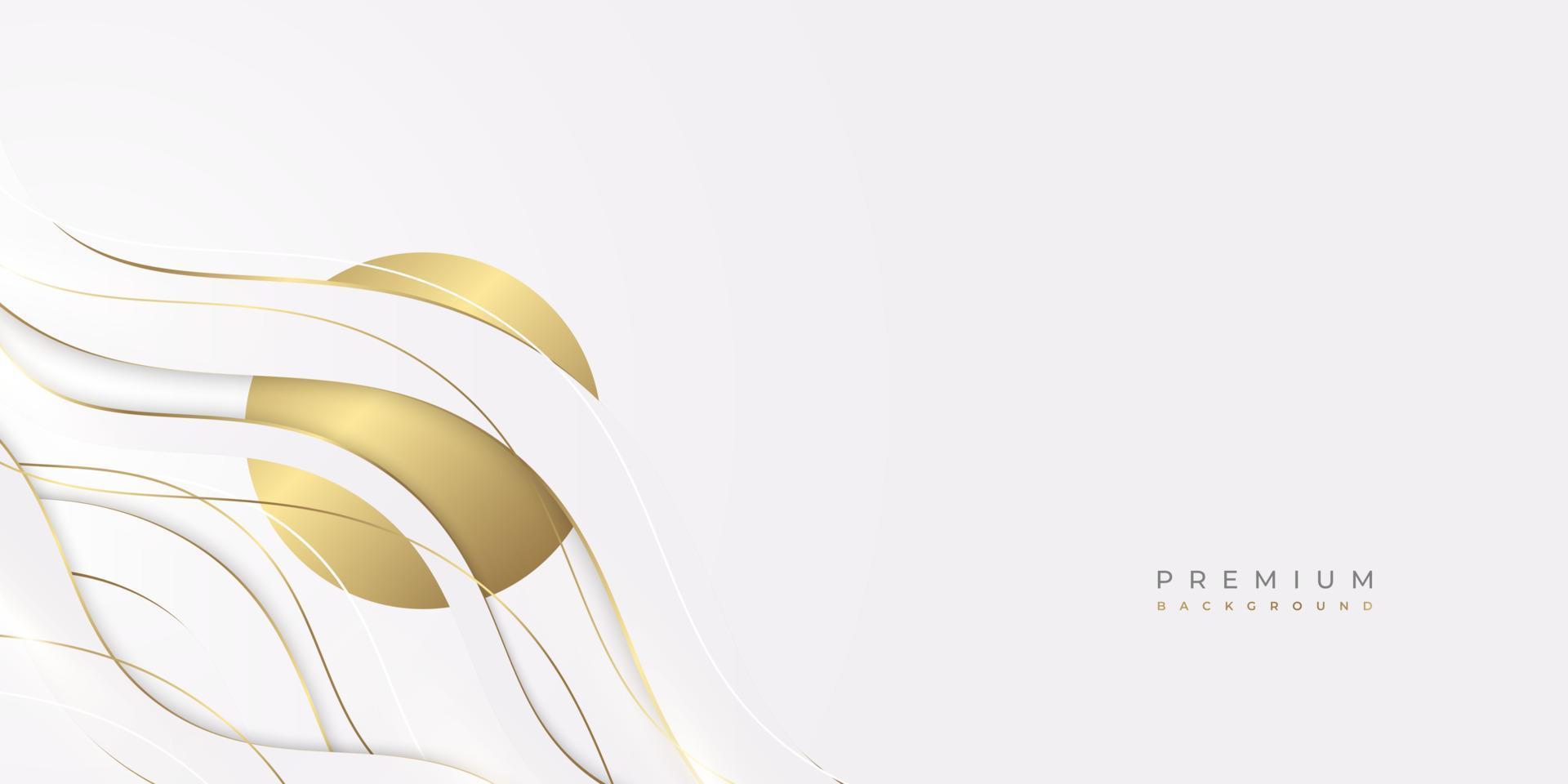 Luxury White and Gold Background with Golden Lines and Paper Cut Style. Premium Gray and Gold Background for Award, Nomination, Ceremony, Formal Invitation or Certificate Design vector