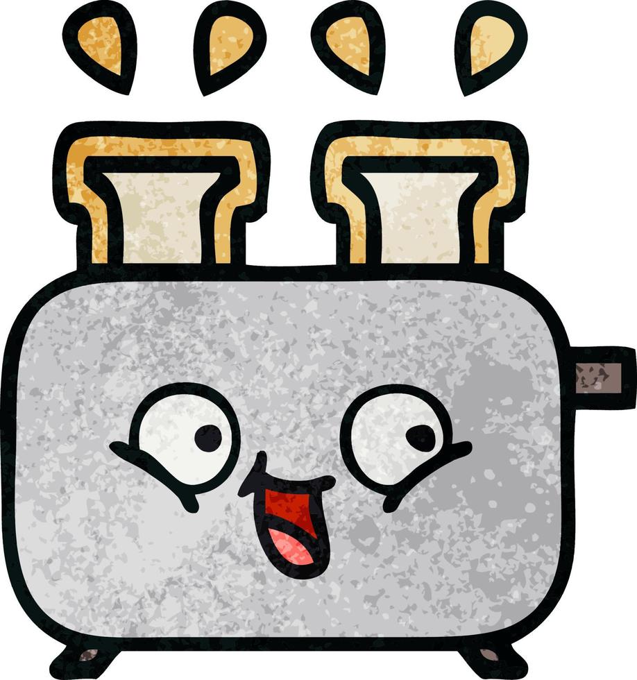 retro grunge texture cartoon of a toaster vector