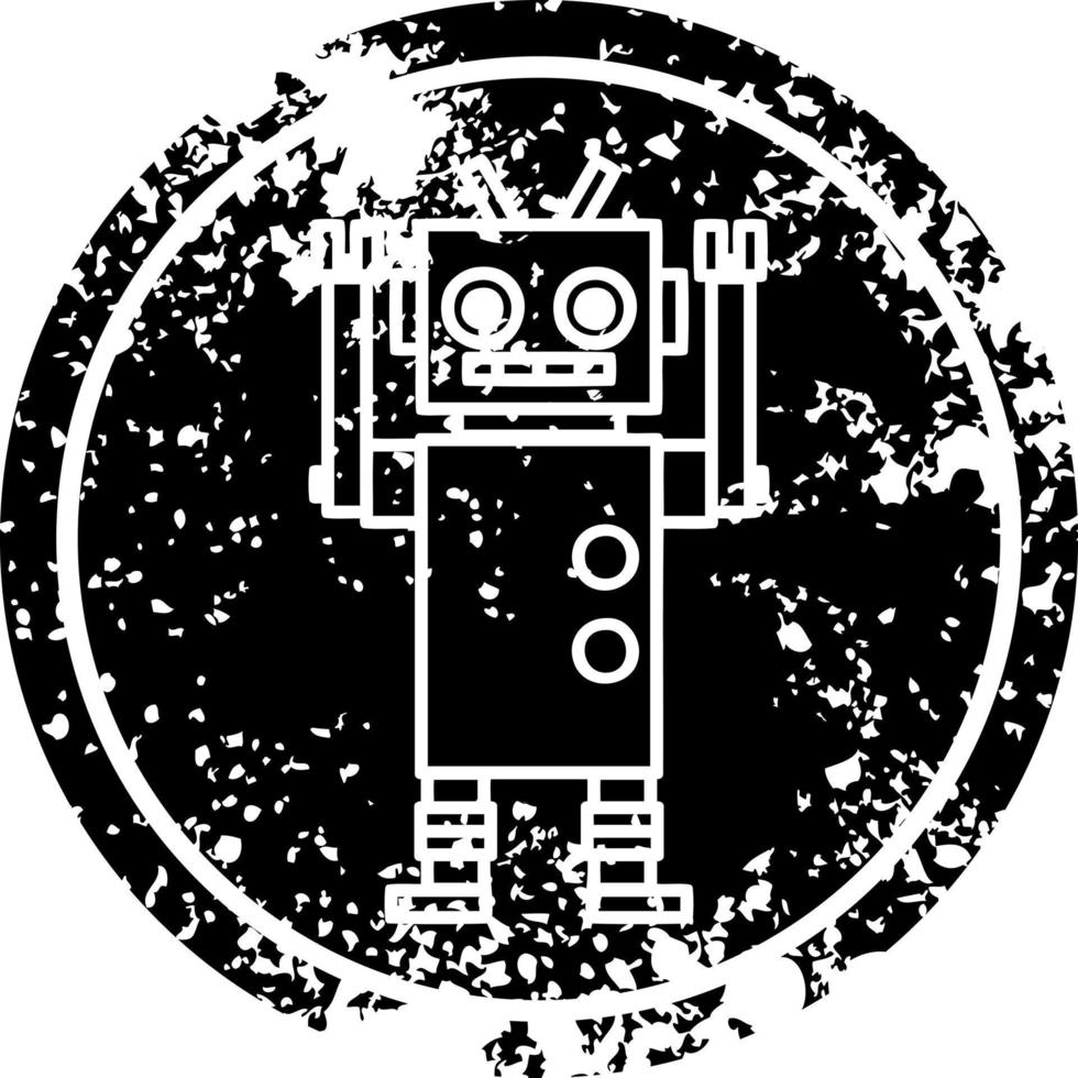 dancing robot distressed icon vector