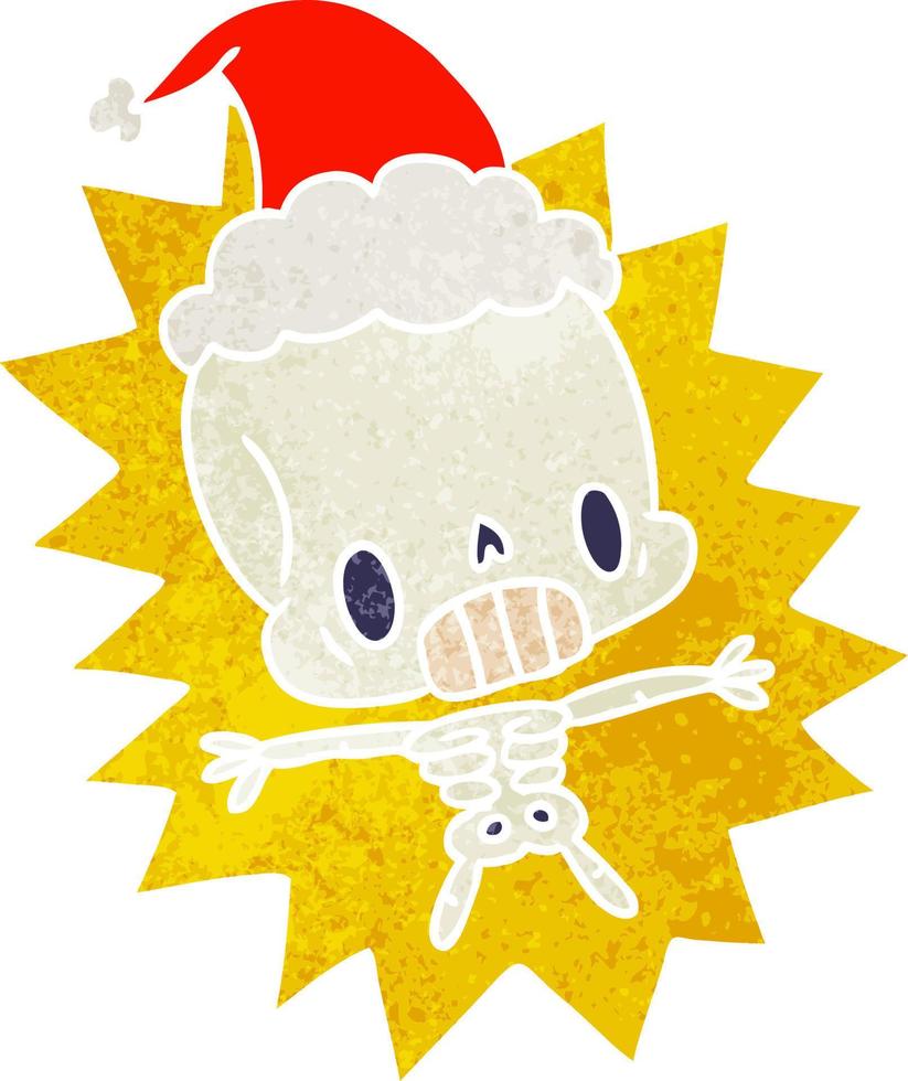 dibujos animados retro de navidad del esqueleto kawaii vector