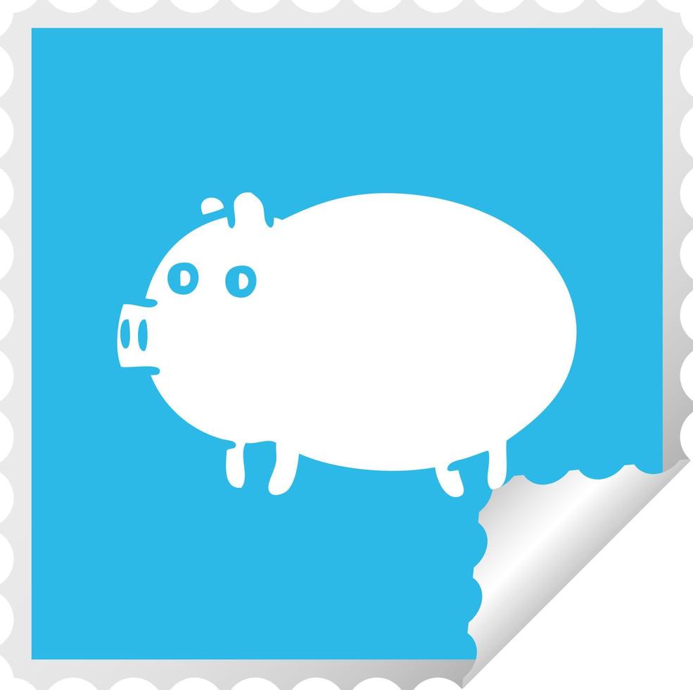 square peeling sticker cartoon fat pig vector