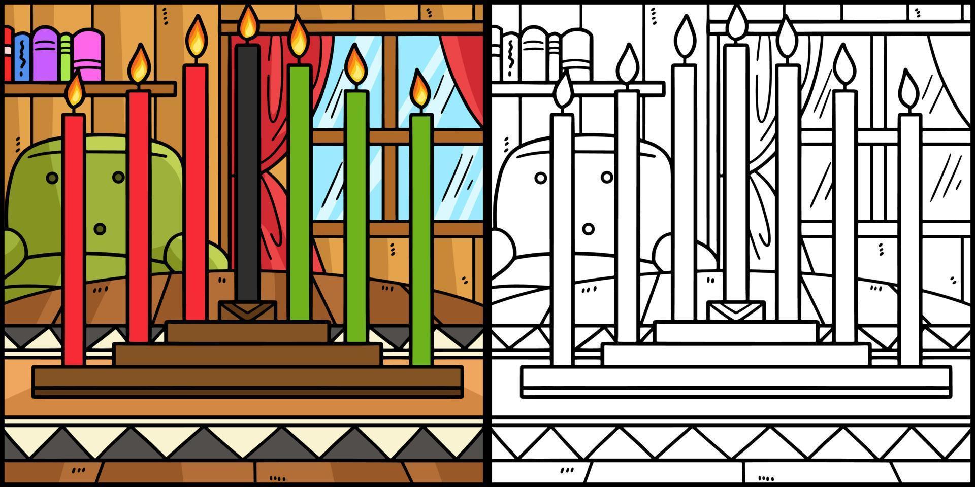 kwanzaa kinara página para colorear ilustración en color vector