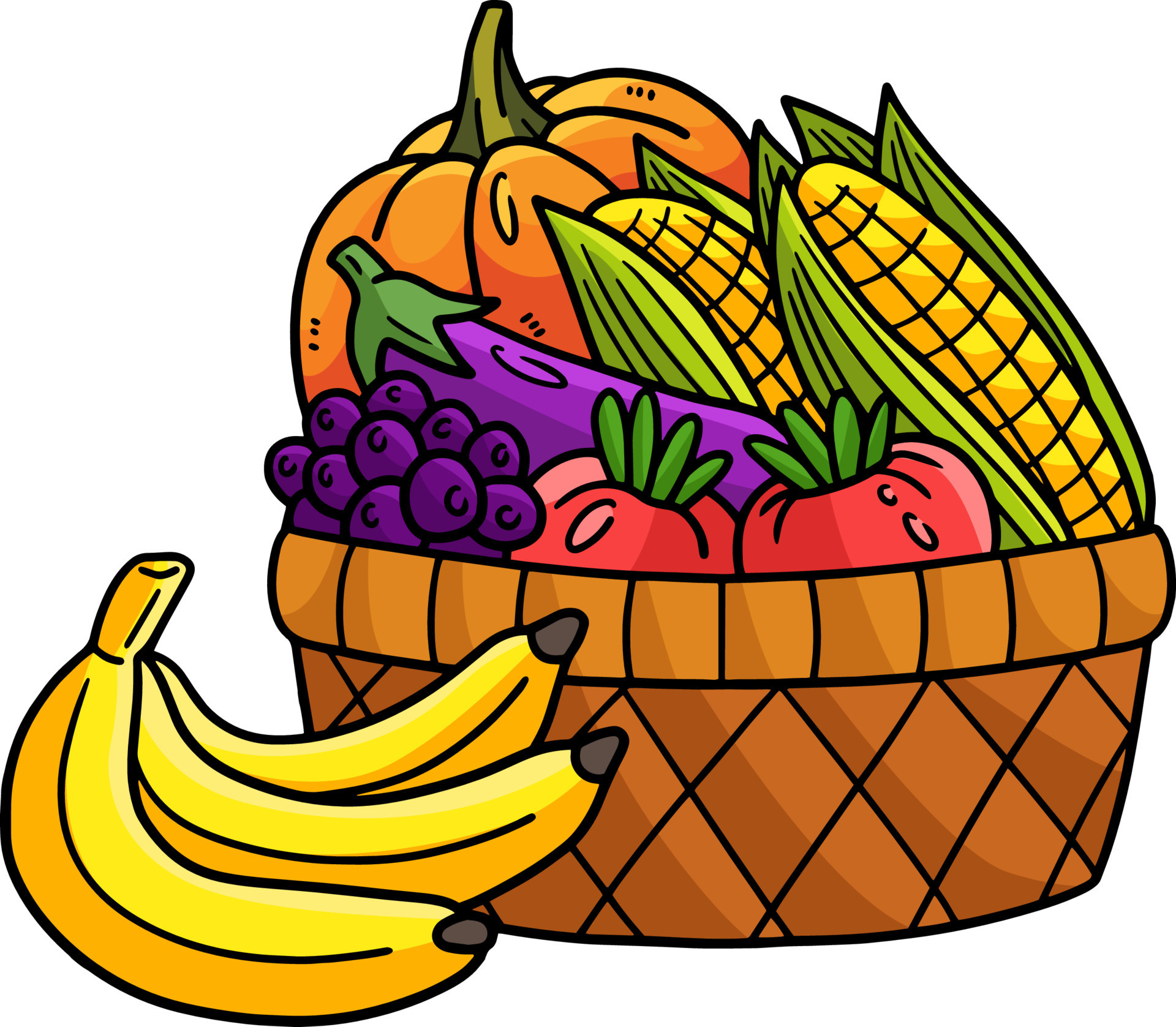 Fruits in the Basket Cartoon Colored Clipart 11770212 Vector Art at ...