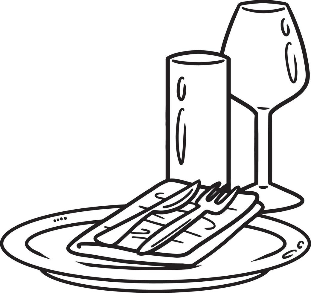 Reception Table Isolated Coloring Page for Kids vector