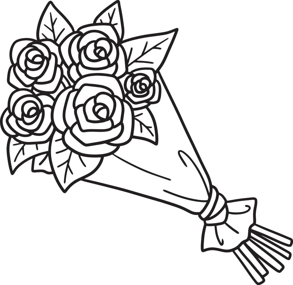 Bouquet Of Flower Isolated Coloring Page for Kids vector