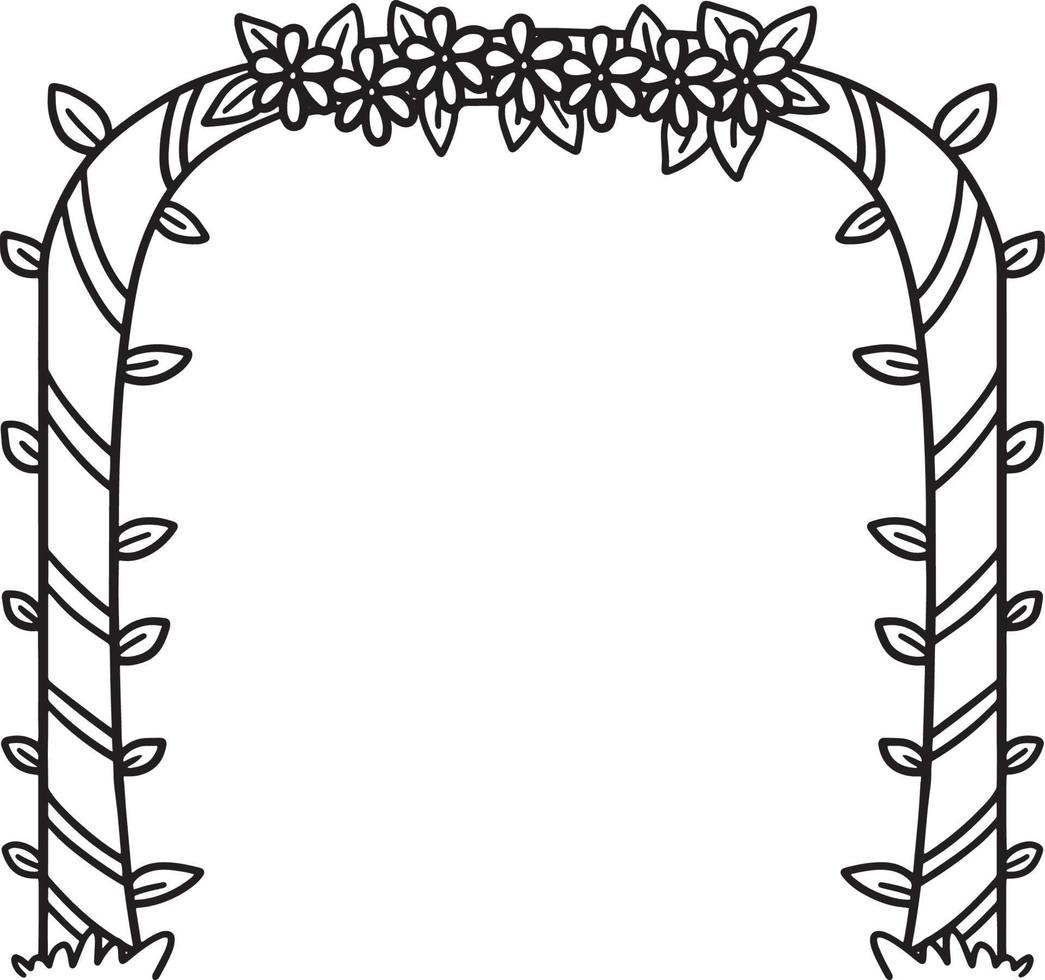 Floral Frame Isolated Coloring Page for Kids vector