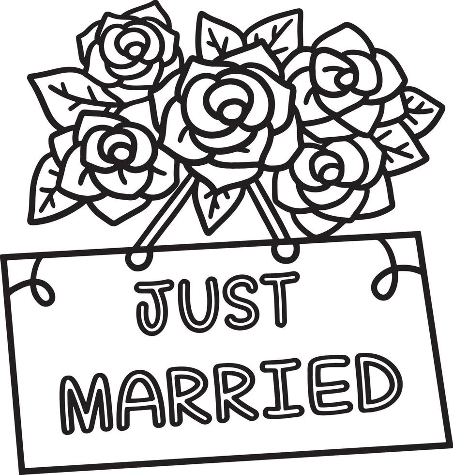 Wedding Flower Just Married Isolated Coloring vector