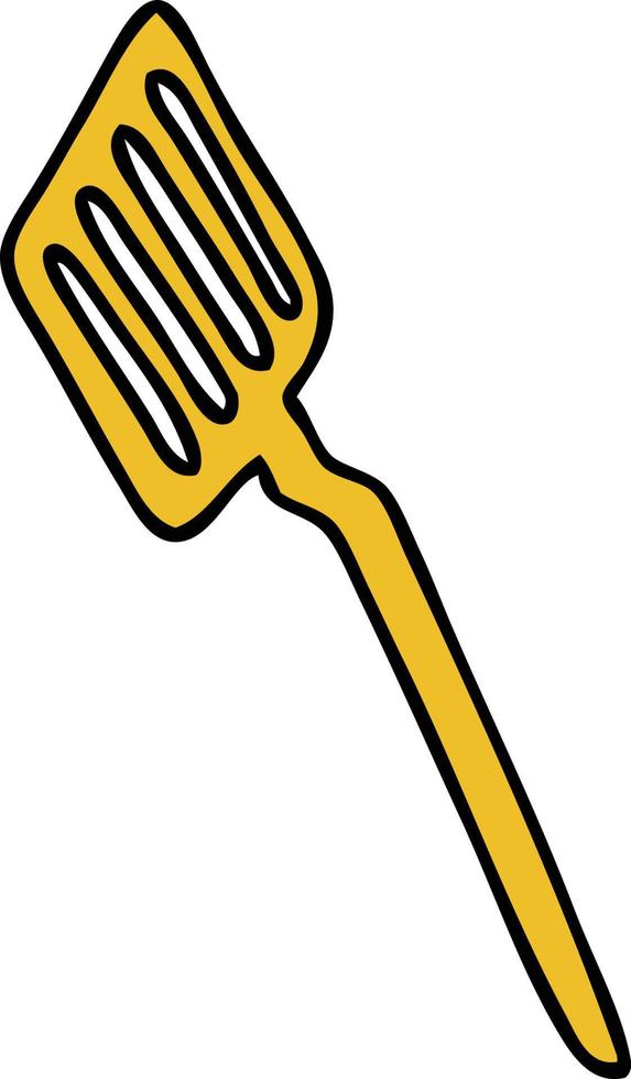 quirky hand drawn cartoon spatula vector