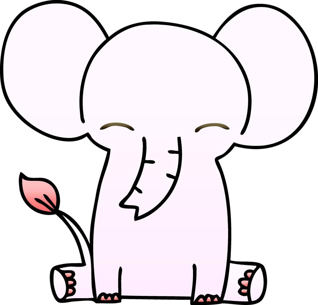 quirky gradient shaded cartoon elephant vector