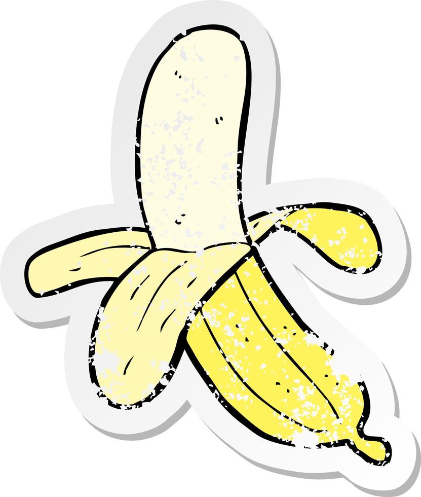 pegatina retro angustiada de un plátano de dibujos animados vector