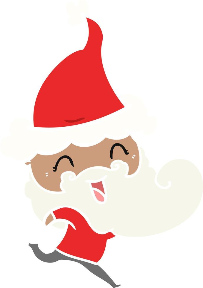 happy bearded man wearing santa hat vector