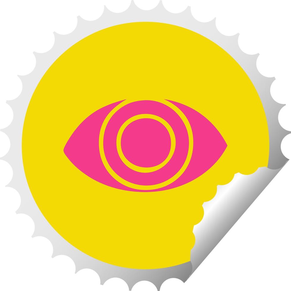 circular peeling sticker cartoon eye vector