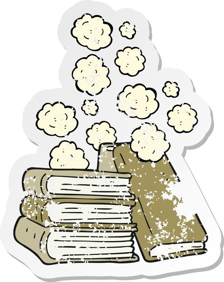 retro distressed sticker of a cartoon stack of books vector