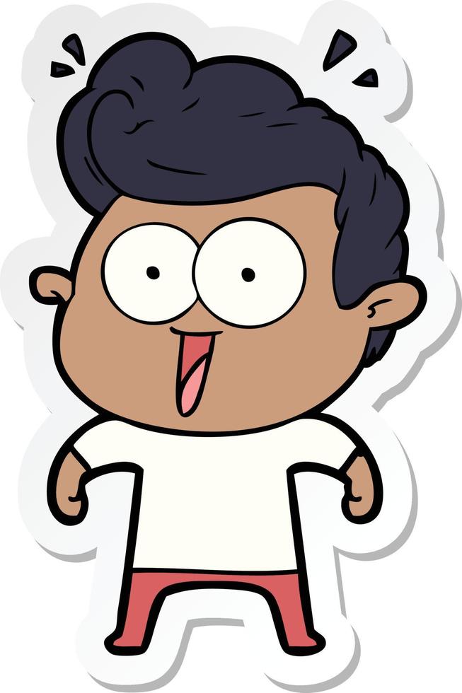 sticker of a cartoon excited man vector