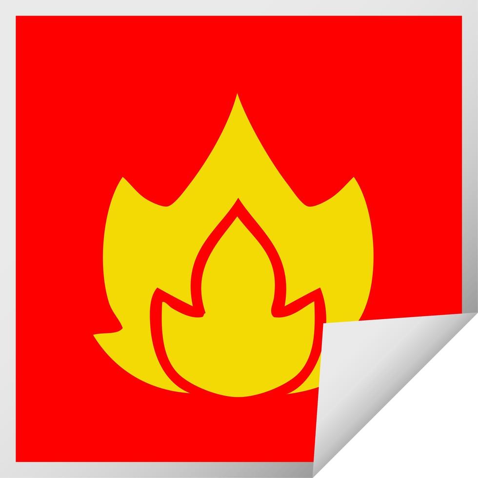 square peeling sticker cartoon fire vector