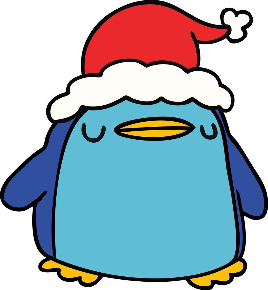 christmas cartoon of kawaii penguin vector