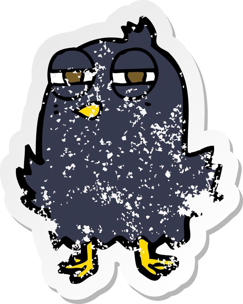 retro distressed sticker of a funny cartoon bird vector