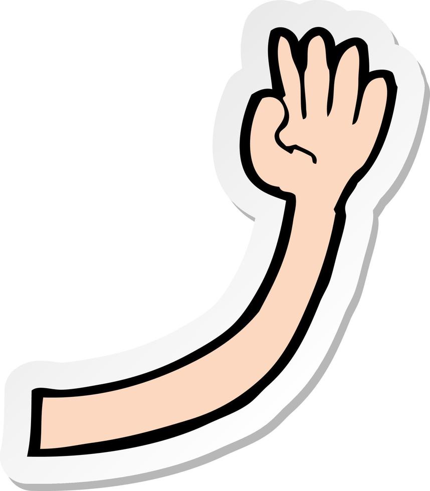 sticker of a cartoon arm vector