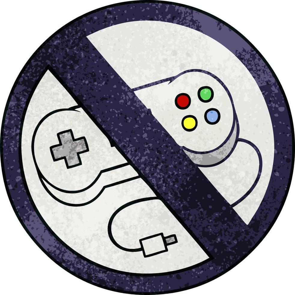 retro grunge texture cartoon no gaming sign vector