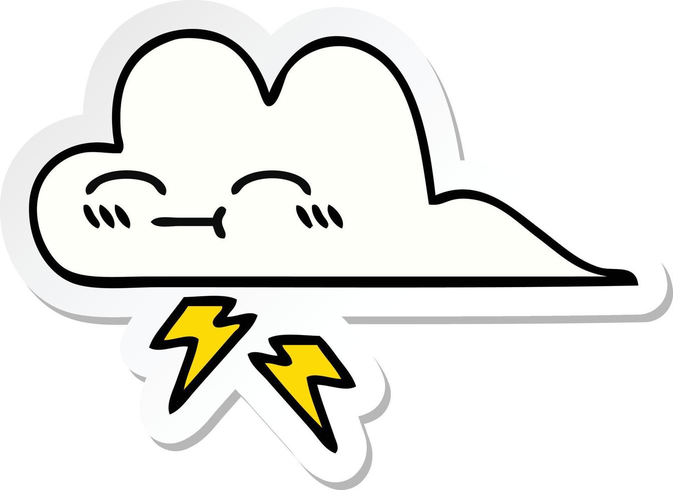 sticker of a cute cartoon thunder cloud vector