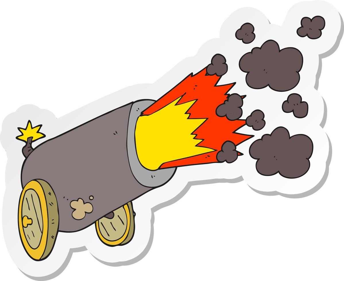 sticker of a cartoon big cannon firing vector