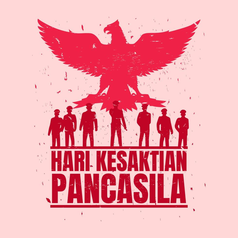 Indonesian National Day. Hari Kesaktian Pancasila means Pancasila Sanctity Day. Vector Illustration